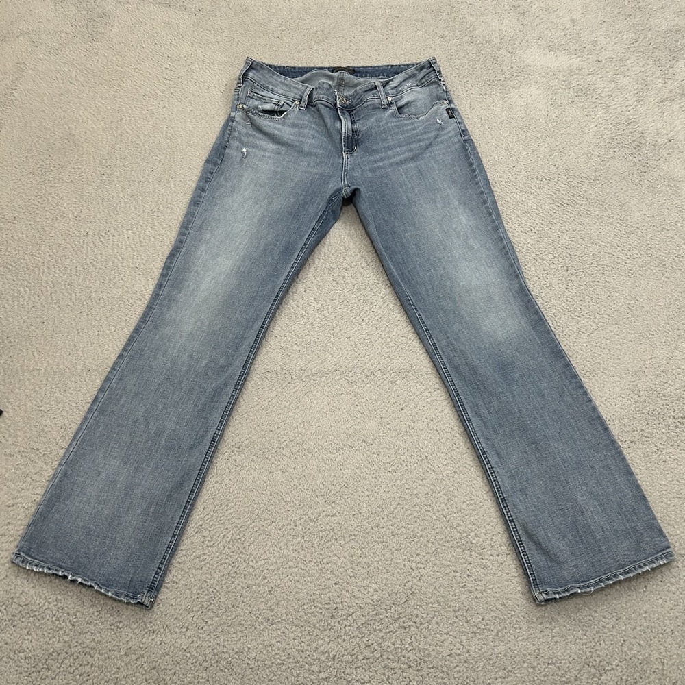 Silver Jeans Womens 16x33 Blue Denim Elyse Slim Boot Medium Wash Stretch Preppy